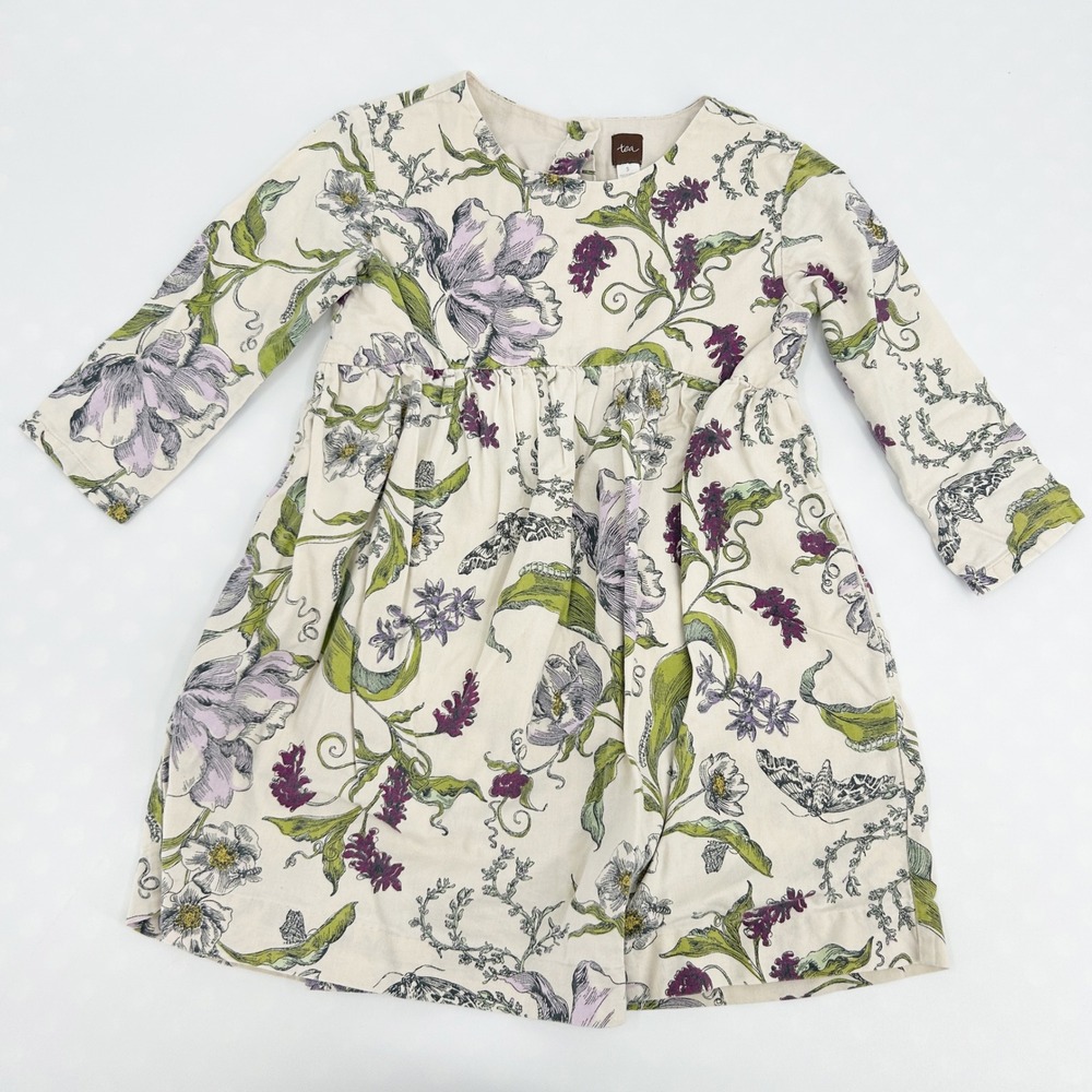 Tea Collection Girls Fall Floral Print Long Sleeve Cotton Dress Size‎ 5